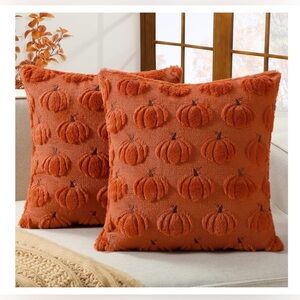 Pumpkin Patterned Orange Throw Pillow covers